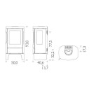 Hwam 4510 (M) Glastür Schwarz mit Seitenscheiben mit niedrigen Sockel