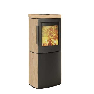 Hwam 4540 (C) Gussrahmentür Schwarz mit Natursteinverkleidung Tobacco