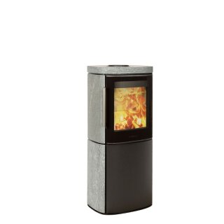 Hwam 4540 (M) Glastür Schwarz mit Specksteinverkleidung