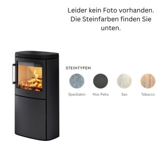 Hwam 4640 (C) Gussrahmentür Schwarz mit Natursteinverkleidung Tobacco