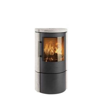 Hwam 3640 (M) Glastür Schwarz mit Natursteinverkleidung Moca Cream