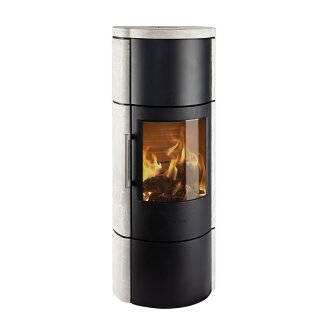 Hwam 3660 (M) Glastür Schwarz mit Natursteinverkleidung Moca Cream