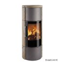 Hwam 3660 (M) Glastür Grau mit Natursteinverkleidung Tobacco